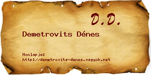 Demetrovits Dénes névjegykártya