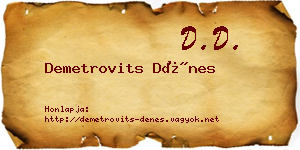 Demetrovits Dénes névjegykártya